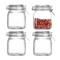 960ml 32oz wide mouth square Glass Clip Top Mason jars glass jar with hinged Sealed Airtight lid